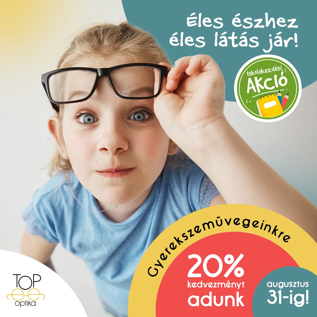Fókuszban az iskolakezdés: 20% kedvezmény a gyerekszemüvegekre!
